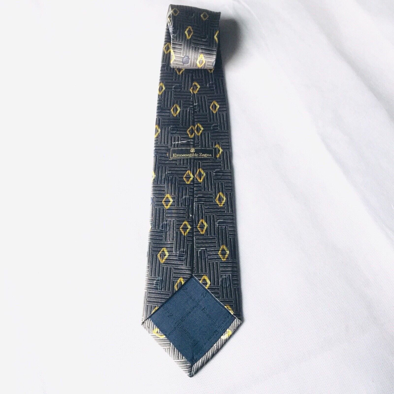 Ermenegildo Zegna Disegno Esclusivo Silk Neck Tie Silver Gems Pattern Men